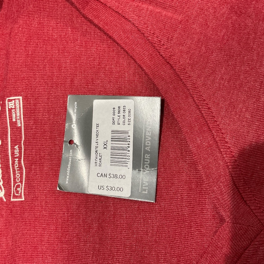 Eddie Bauer Favorite Long Sleeve V Neck Tee, Size XXL, NWT - Picture 5 of 6